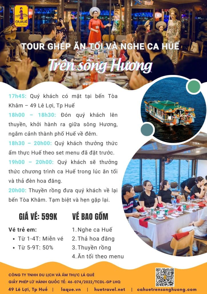 Ăn tối trên thuyền rồng sông Hương